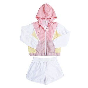 Women Lightweight Windbreaker Suit Outdoor Hiking Hooded Jacket with Liner Size